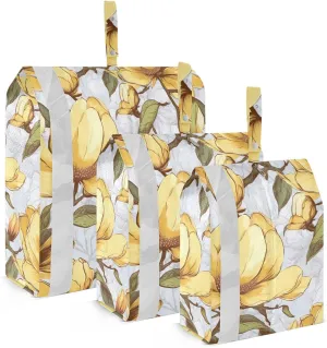 Yellow Flowers Leaves Branches Packing Cubes for Travel 3 Set Large Packing Cubes Luggage Accessories for Vacation Clothes