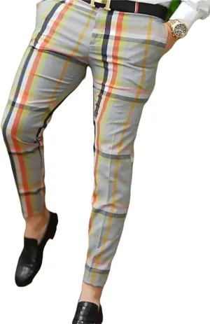 YIBIMOTTO Men's Slim Fit Pants Straight Dress Pants Business Suit Plaid Slacks Pants Skinny Twill Checkered Casual Chino Long Trousers with Pockets,Stripe,3XL