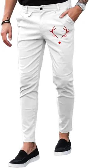 YIBIMOTTO Men's Slim Fit Pants Straight Dress Pants Business Suit Plaid Slacks Pants Skinny Twill Checkered Casual Chino Long Trousers with Pockets,White,XL