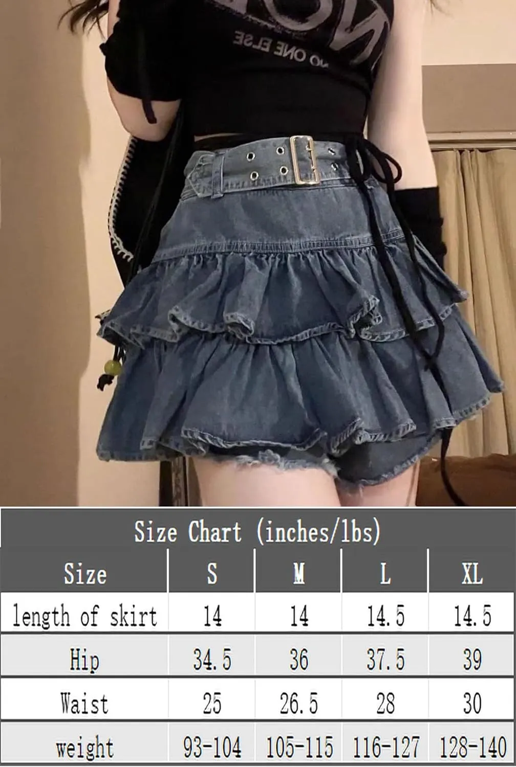 YMSHOPE Women's Mini Denim Pleated Short Skirt Y2K Women's High Waisted Denim Short Skirt with Belt