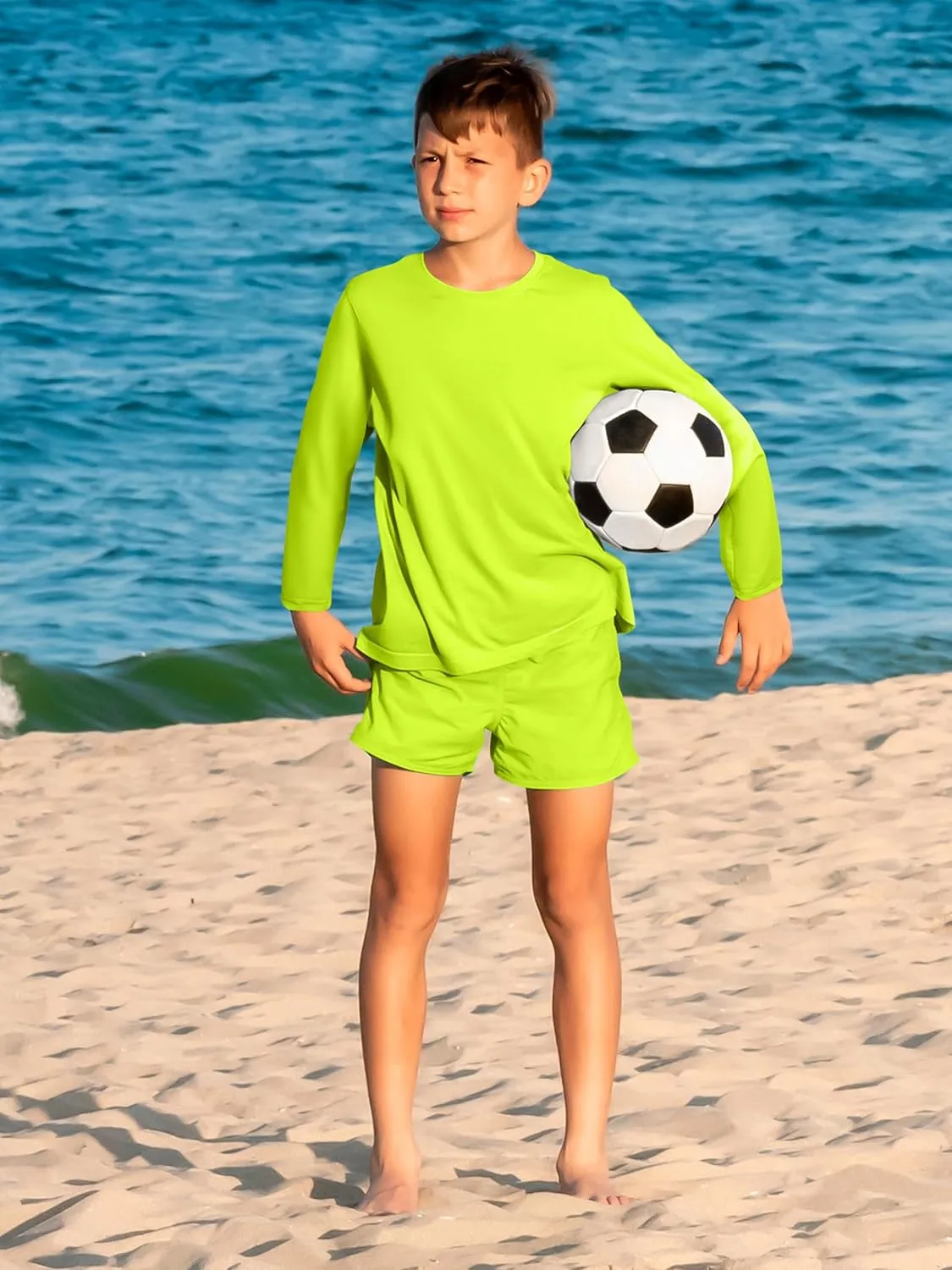 Youth Neon Shirts Dry Fit Long Sleeve Athletic T-Shirts Boys Girls UPF 50  Quick Dry Neon Shirt for Kids 2T to Youth