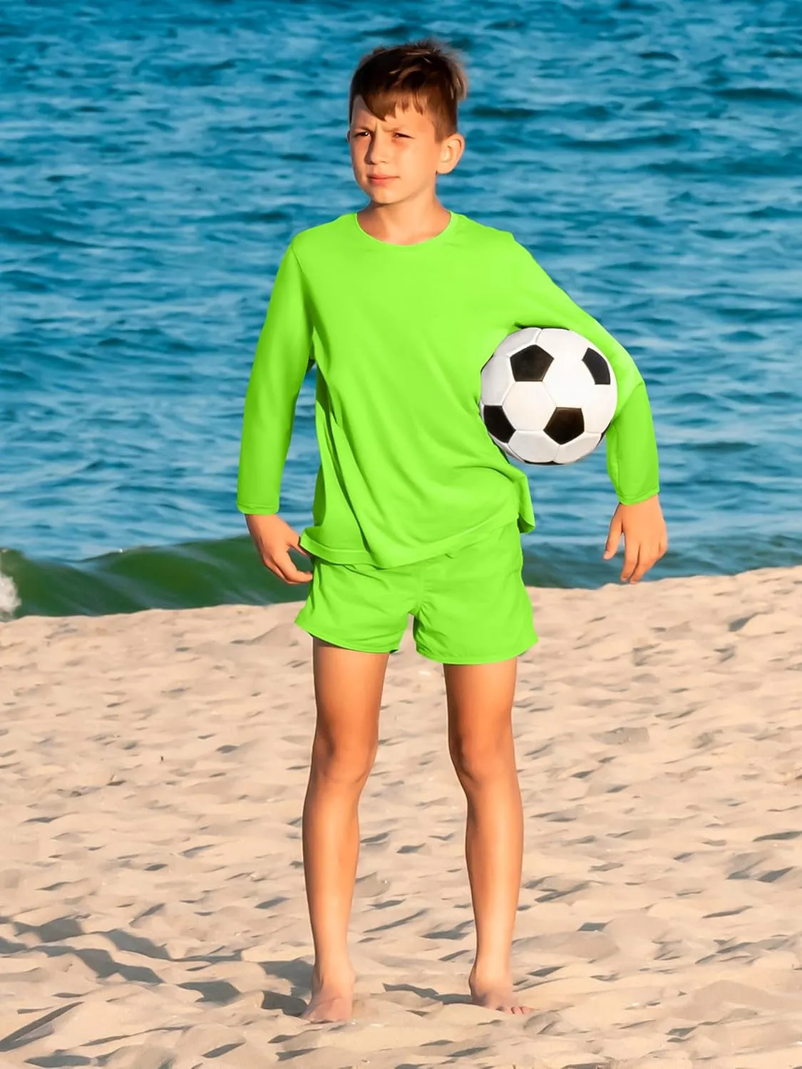 Youth Neon Shirts Dry Fit Long Sleeve Athletic T-Shirts Boys Girls UPF 50  Quick Dry Neon Shirt for Kids 2T to Youth