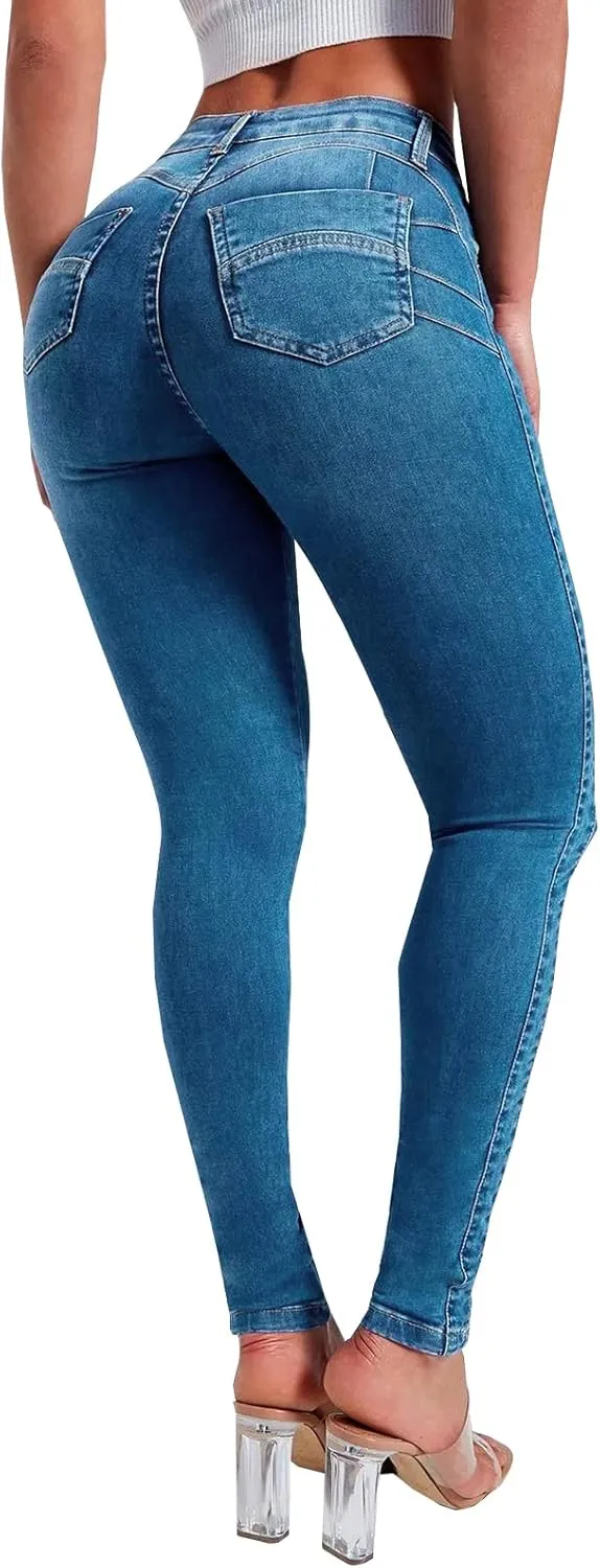 YUZIBAO Women's High Waist Skinny Stretch Jeans Shaping Butt Lifting Denim Pants