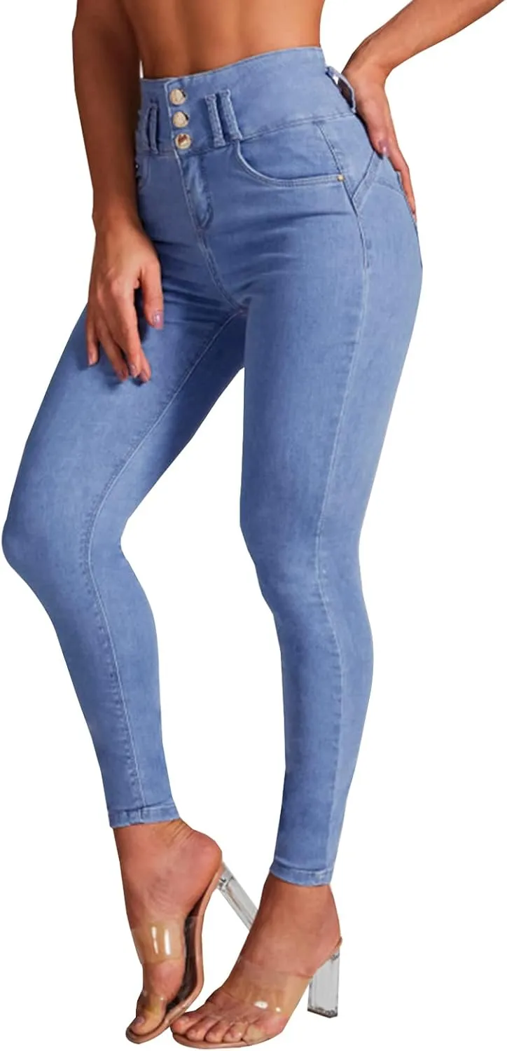 YUZIBAO Women's High Waist Skinny Stretch Jeans Shaping Butt Lifting Denim Pants