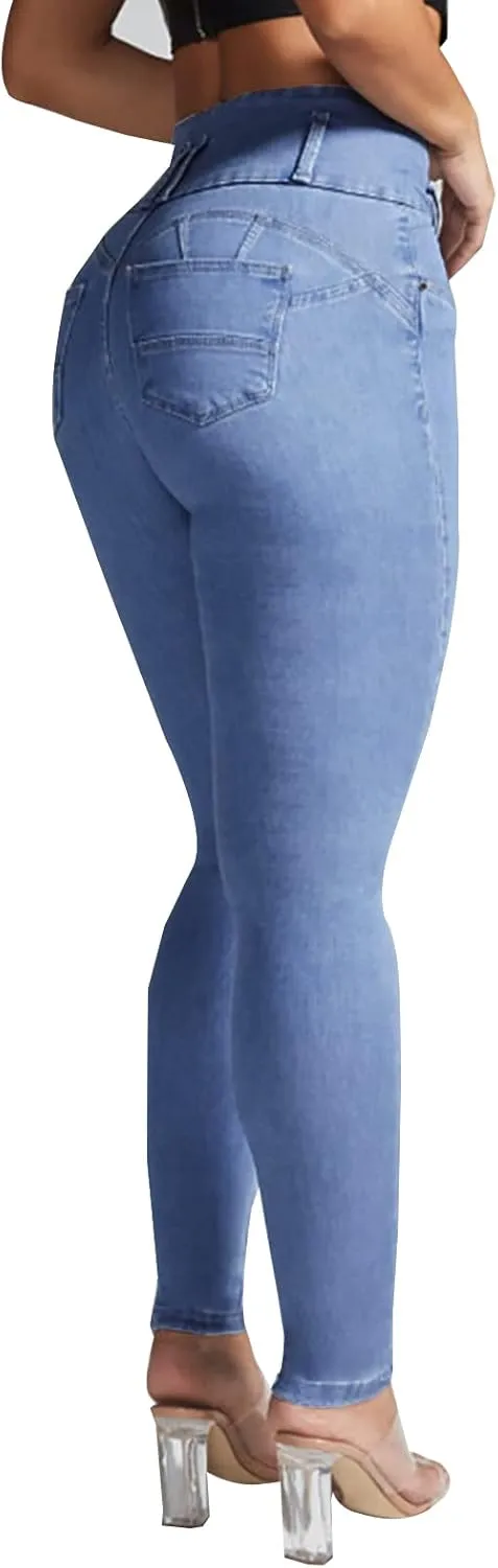 YUZIBAO Women's High Waist Skinny Stretch Jeans Shaping Butt Lifting Denim Pants