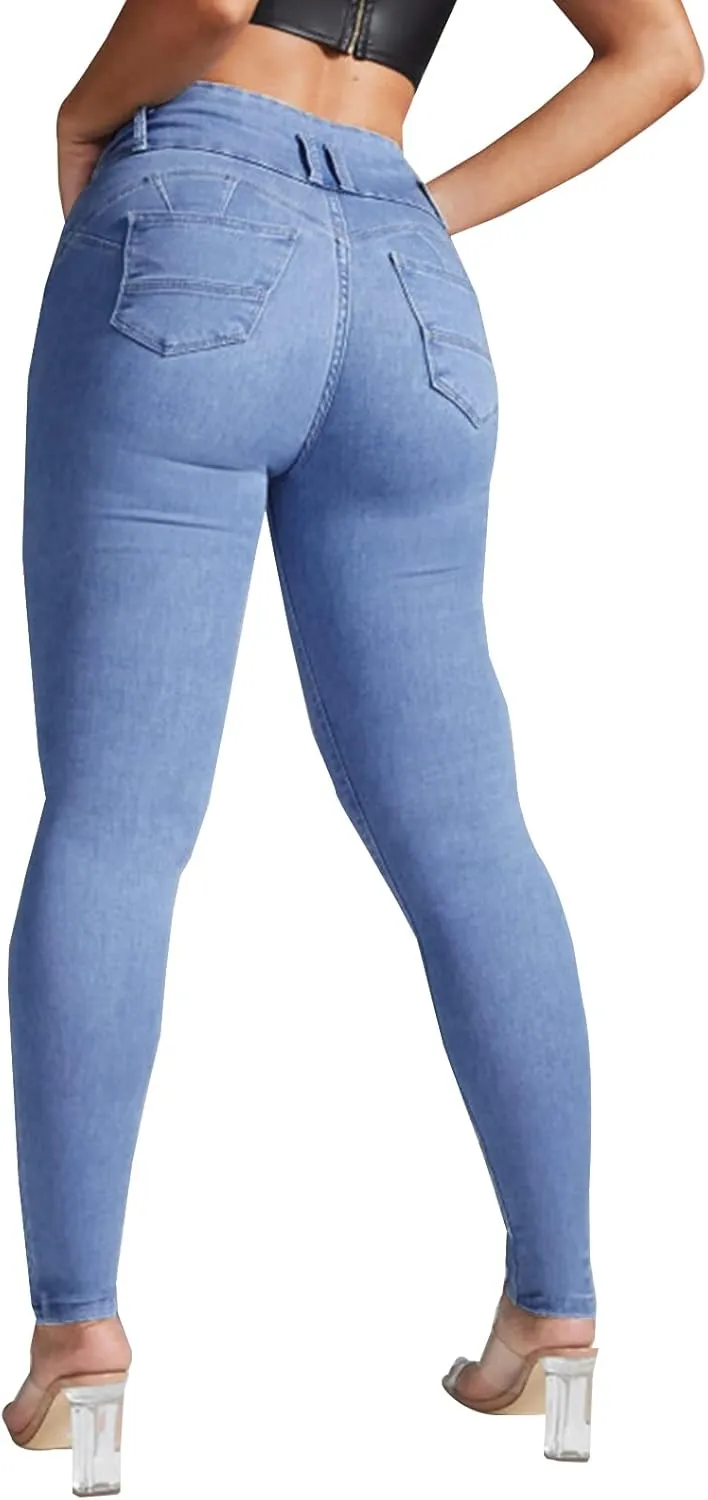 YUZIBAO Women's High Waist Skinny Stretch Jeans Shaping Butt Lifting Denim Pants