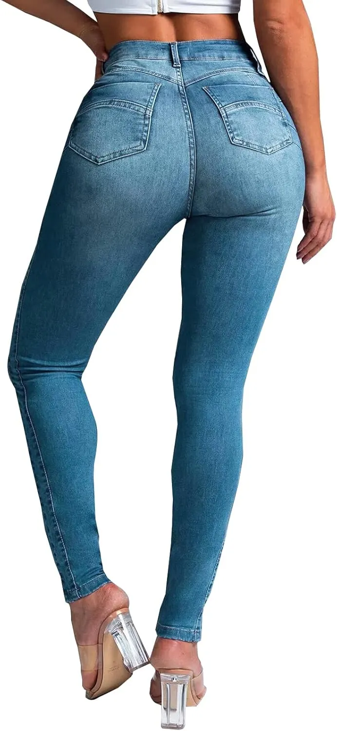 YUZIBAO Women's High Waist Skinny Stretch Jeans Shaping Butt Lifting Denim Pants