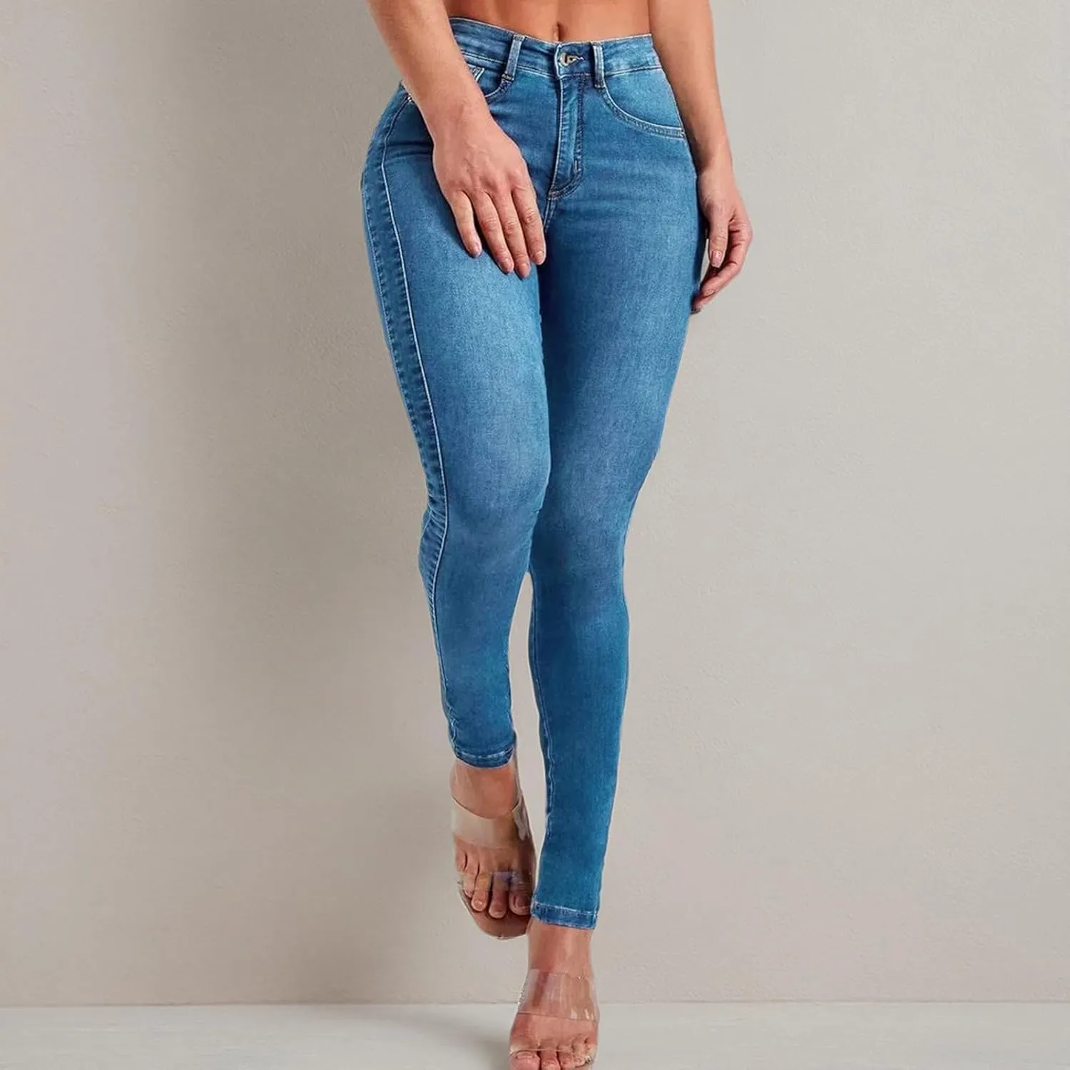 YUZIBAO Women's High Waist Skinny Stretch Jeans Shaping Butt Lifting Denim Pants