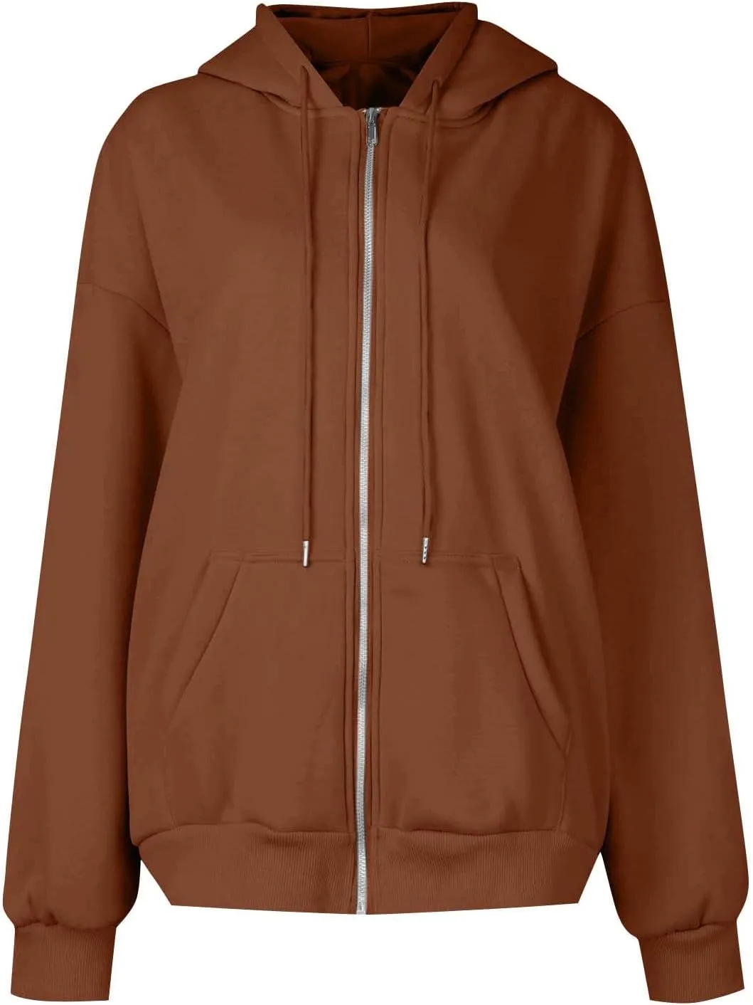 Zip Up Hoodies for Women 2024 Fall Winter Oversized Sweatshirt Fleece Lined Jacket Casual Warm Outfit with Pockets