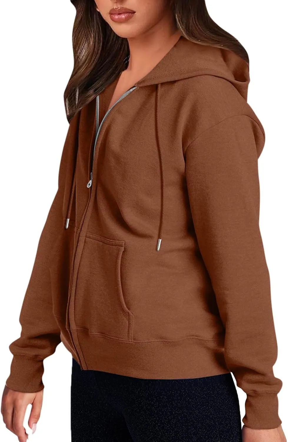 Zip Up Hoodies for Women 2024 Fall Winter Oversized Sweatshirt Fleece Lined Jacket Casual Warm Outfit with Pockets