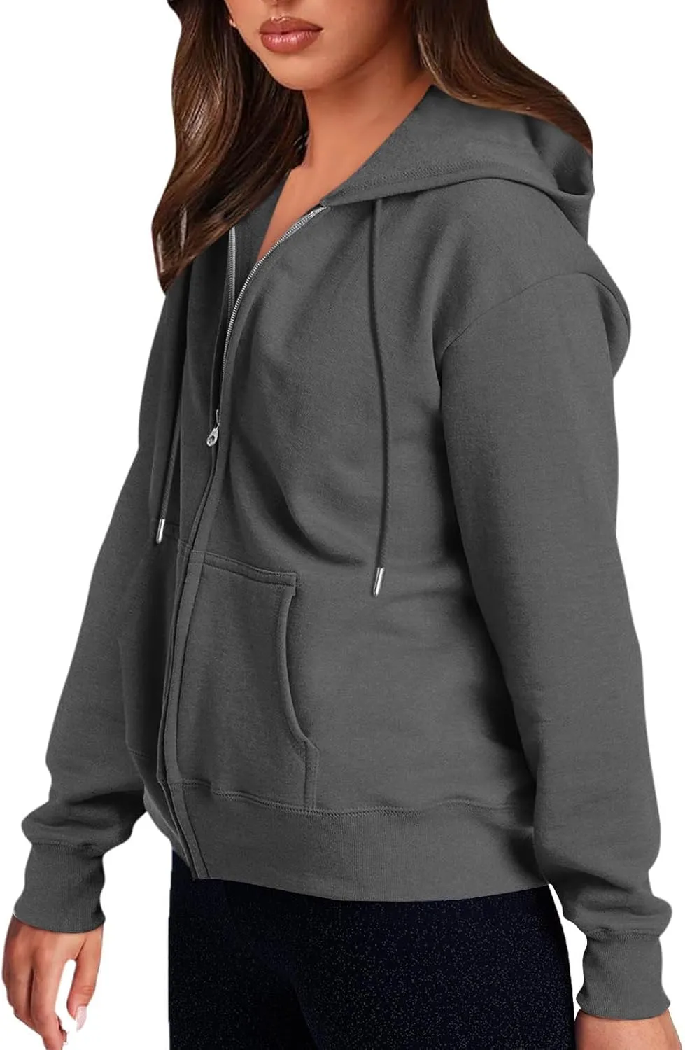 Zip Up Hoodies for Women 2024 Fall Winter Oversized Sweatshirt Fleece Lined Jacket Casual Warm Outfit with Pockets