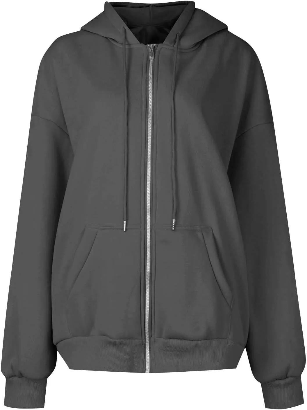 Zip Up Hoodies for Women 2024 Fall Winter Oversized Sweatshirt Fleece Lined Jacket Casual Warm Outfit with Pockets